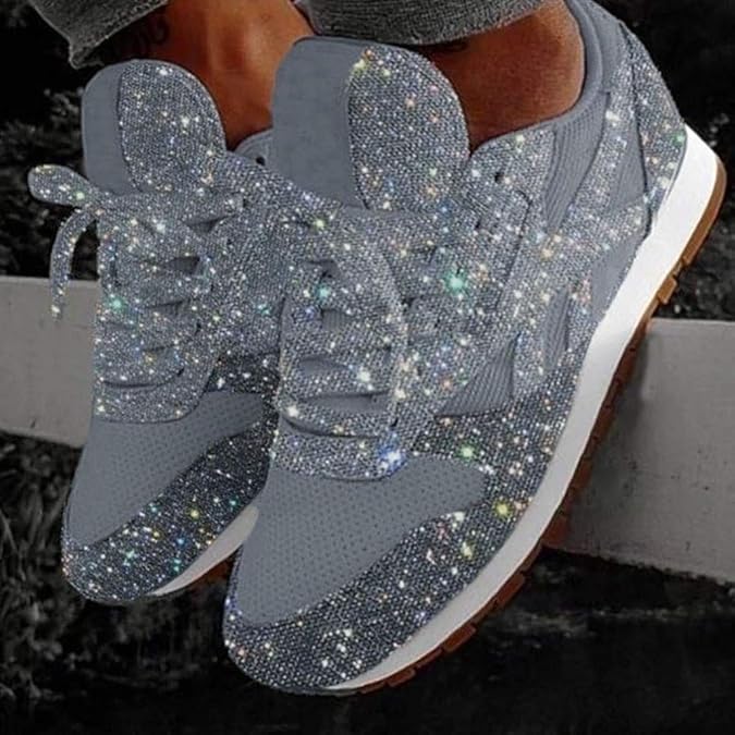 sparkly silver tennis shoes