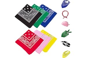 6Pcs Nylon Bandanas, Colourful Paisley Bandana, Can Be Used as Hairband, Scarf, Wrist Towel, Bag Decoration, Unisex Decorativ