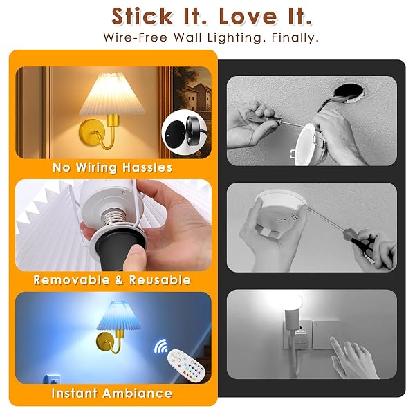 MODERN WALL SCONCES SET OF 2, WIRELESS BATTERY OPERATED WALL SCONCES, 2 PACK NO WIRING PLUG IN WALL LAMP WITH RGB SMART BULB, EASY INSTALL PORTABLE WALL LIGHT FOR BEDROOM, LIVING ROOM (GOLD)