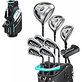 Precise AMG Men’s 14-Piece Golf Set – Titanium Driver, Wood, Hybrid, 6-PW Irons, Putter, Stand Bag, 3 Headcovers and Cover – RH