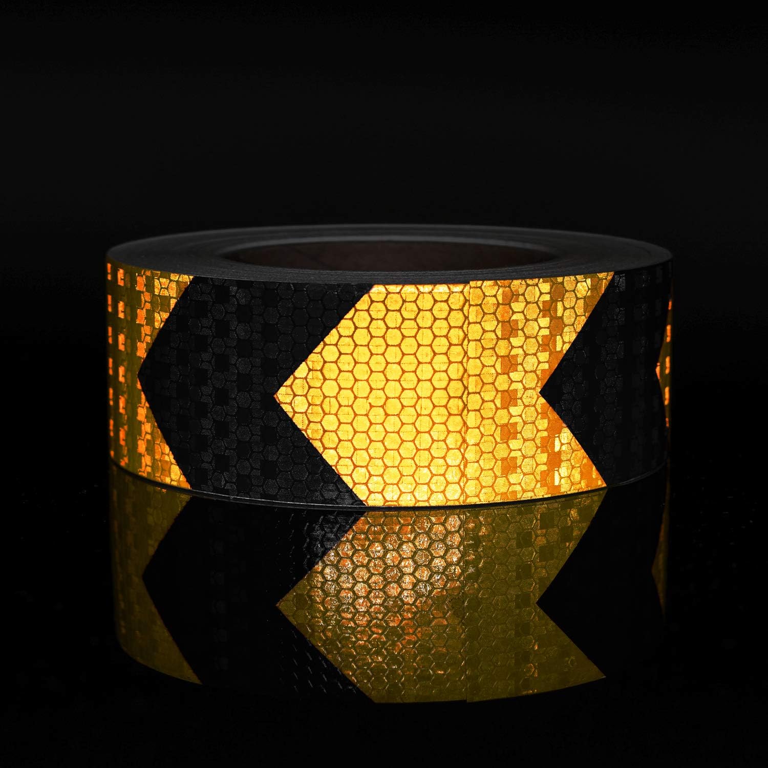 Seven Sparta 2 Inch x 100 Feet Reflective Safety Tape Black & Yellow Arrow Caution Reflector Outdoor Conspicuity Tape for Vehicles, Trailers, Boats, Signs: Automotive