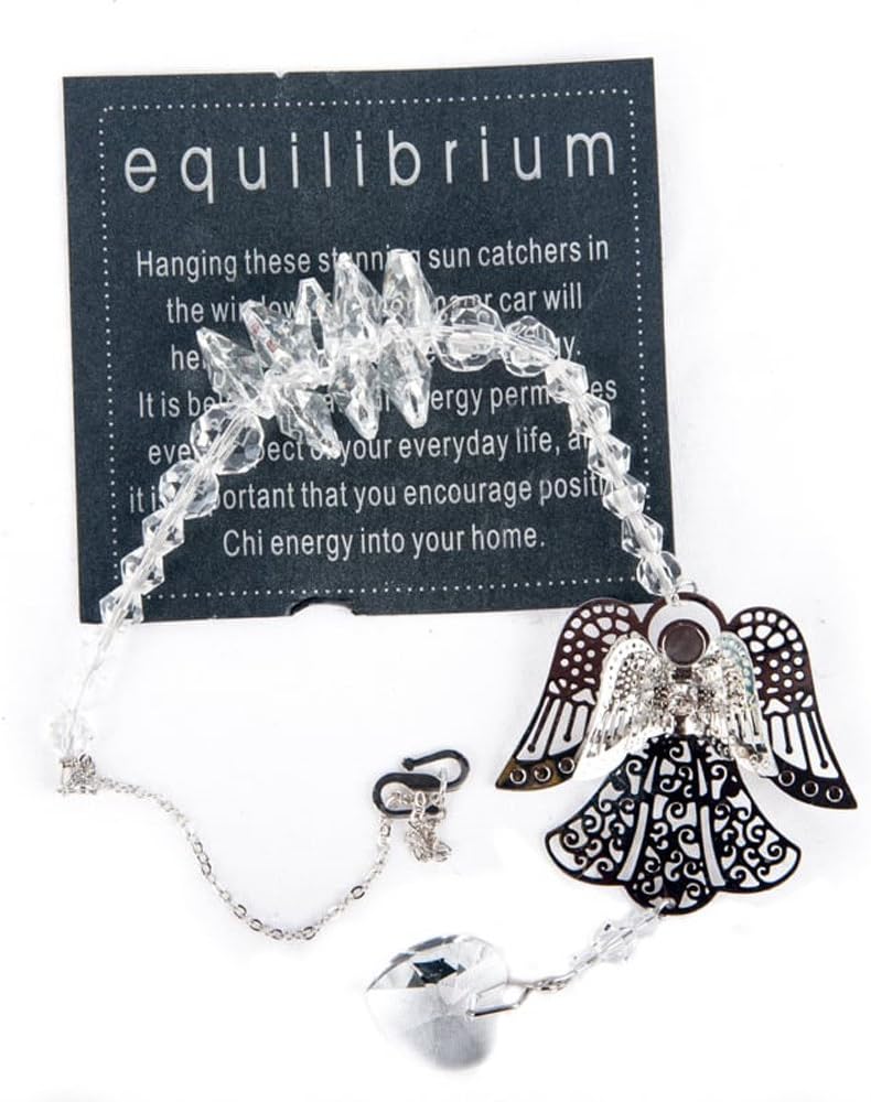 Equilibrium Accessories 36 cm 3D Guardian Angel Sun Catcher with Crystal Heart Pendant in Organza Bag - Hanging