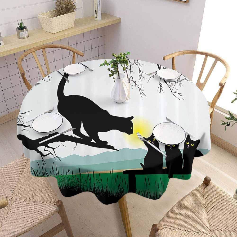 Cat Tablecloth 60 Inch Modern Round Tablecloth Mother Cat