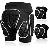 Lewtemi 3 Set Protective 3D Padded Hip EVA Short Pants Knee Pads Elbow Set Winter Protection Hip Pads Thick Non Slip Knee Sleeve Elbow Guard for Men Women Kid Ski Ice Skating