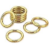 Gkeygo Key Ring Clip, 1 Inch Keychain Rings, 8 Pack Round Carabiner Clip for Keys, Buckle, Bags, Purses - Key Chain Hooks Replacement Keychains Lanyard DIY Crafts, Gold