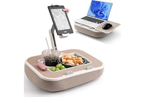 WISFISSH Tablet Pillow Stand with Snack Bowl and Writing Board, 360° Rotating Phone Holder for 4.7-13" Phone Kindle Tablet, P