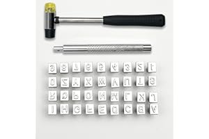 38 PCS Leather Stamping Tools, GTAAOY Leather Crafting Tools with 36PCS Letters and Numbers, 1 Rubber Hammer, 1 Leather Punch Tools, Leather Carving Tools Leather Stamps
