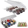 pizety MINI 12 Compartment Cupcake Boxes - Pack of 12 Disposable Plastic Mini Cupcake Containers