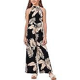 WDIRARA Girl's Spaghetti Strap Sleeveless Zipper Back Cami Jumpsuit Long Pants