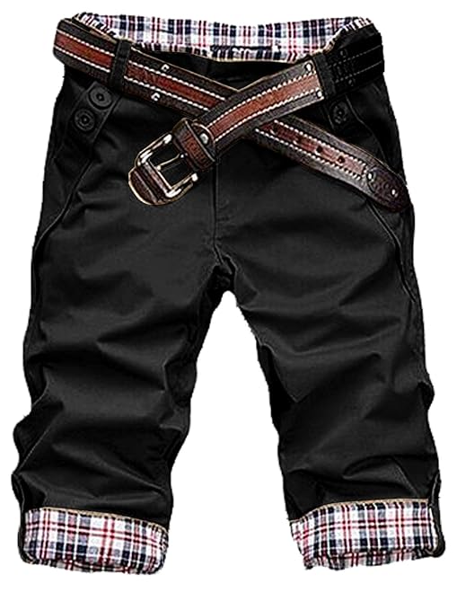 HEMOON Herren Bermudas Shorts Vintag Kurze Hose Kariert Knielang 1/2