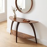 Martin Svensson Home LAX Mid Century Wood Sofa Table, Nutmeg &amp; Espresso | Retro Modern, Half-Moon Console Table with Lower Shelf, for Living Room or Entryway