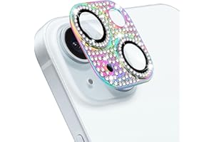 Hsefo Compatible with iPhone 15 and iPhone 15 Plus Camera Lens Protector, Bling 3D Rhinestone Sparkle Diamond 9H Tempered Glass Camera Cover Anti Scratch Shockproof Lens Screen Full Protective Cover,
