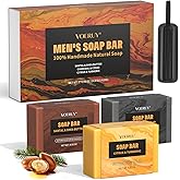 Mens Bar Soap, Natural Handmade Mens Soaps for Face, Body, Hands & Shave, Deep Cleansing, Refreshing Bar Soap for Men , Valentine's Day Gifts for Men