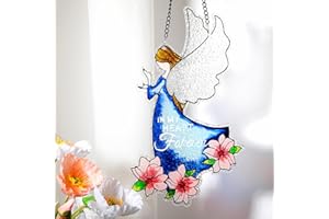 LEGIFO Stained Glass Window Hanging, Guardian Angel Suncatchers Indoor Window, Sun Catchers Glass Panels Art Decor Gifts for Women Mother's Day Gifts