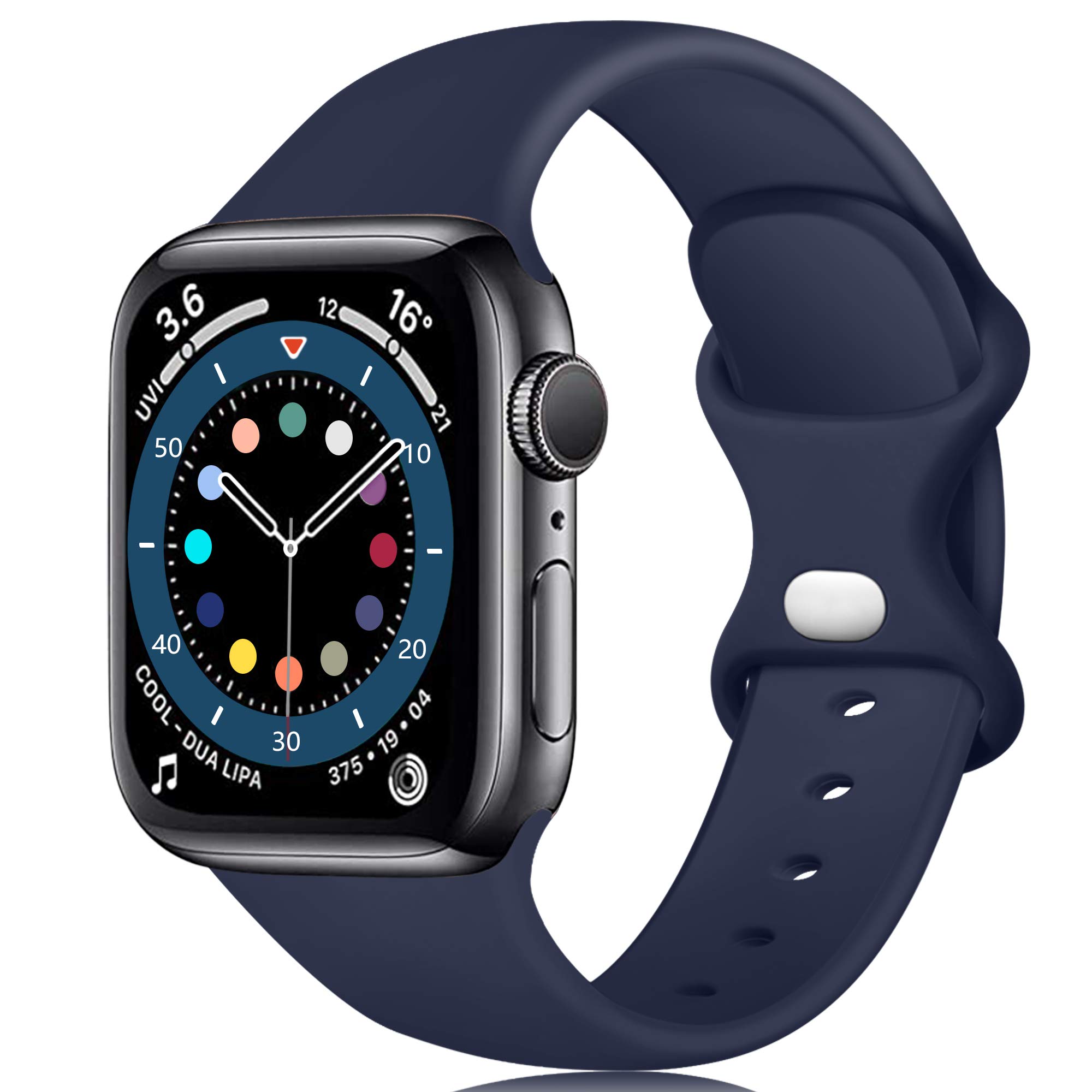 Epova Silicone Strap Compatible with Apple Watch Strap 40mm 38mm 41mm 42mm, Replacement Straps for iWatch SE 3 Series 11 10 9 8 7 6 5 4 3 2 1, Dark Blue, Small