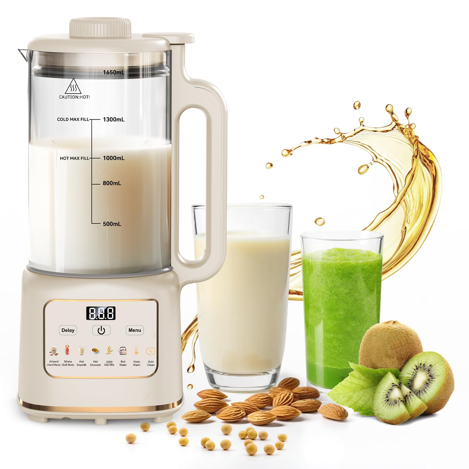 Photo 1 of 10 in 1 Nut Milk Maker Machine, 55oz Automatic Soy Milk Maker Blender, Homemade Soy Milk, Almond Milk, Oat Milk,Juice, Plant Based and Non Dairy Beverages (white)