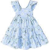 YOUNGER TREE Toddler Baby Girls Dress Summer Ruffle Sleeve Halter Casual Kids Beach Sundress