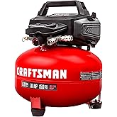 Craftsman Air Compressors 6 Gallon Portable Pancake Air Compressor,Oil Free Max 150 Psi 1.0HP 2.6 CFM@90PSI Electric Air Compressor Shop Air Compressor, CMXECXA02106410