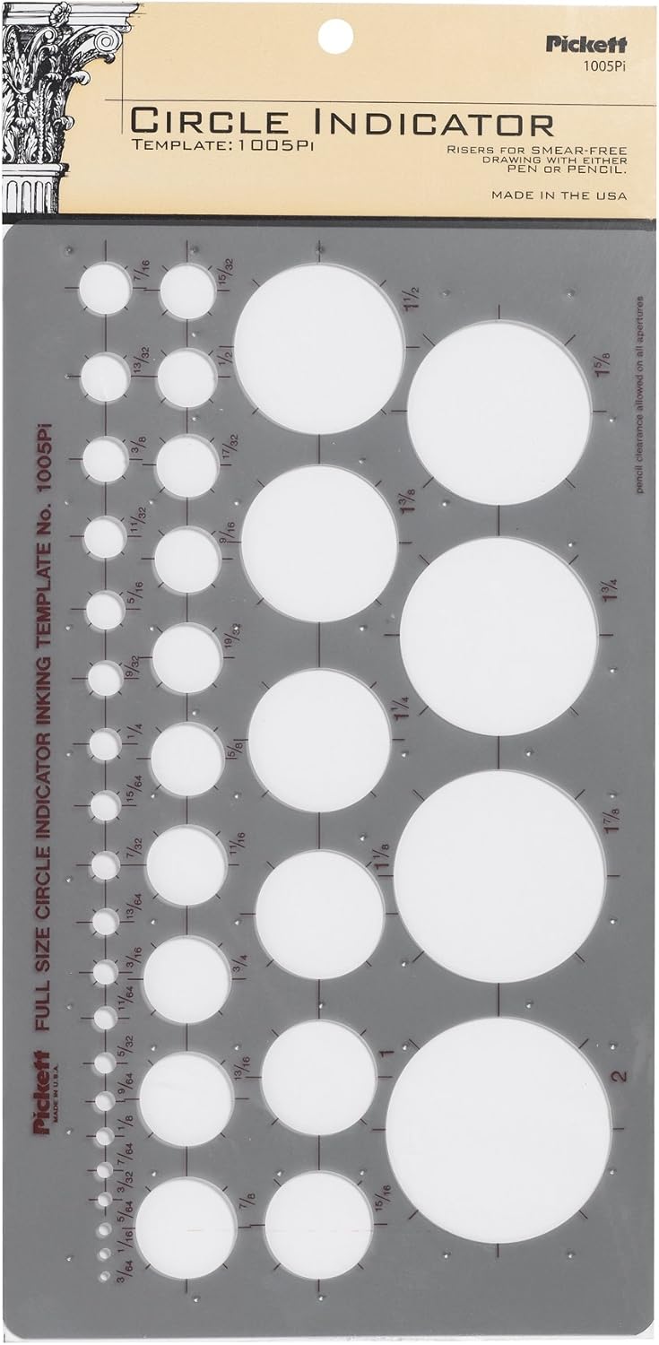 Pickett CHA1204I Circle Master Template, Range From 1/16 To 3 Inches in Diameter (1204I) : Artists Drawing Aids : Office Products