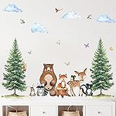 Uflashmi Woodland Nursery Wall Decor Decal, Woodland Forest Animal Wall Stickers for Baby Nursery Bedroom Kids Room Decor