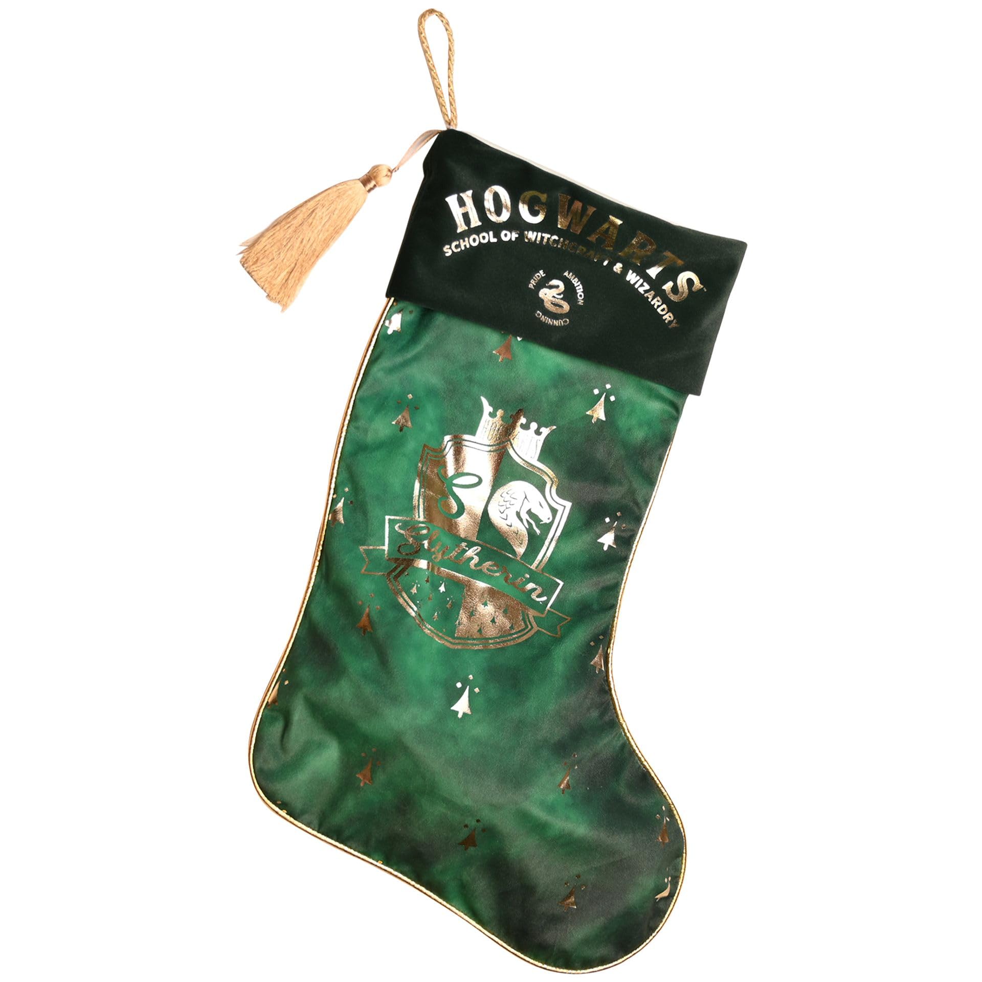 Widdop Harry Potter Slytherin Alumni Christmas Stocking For Presents 55cm Xmas Gifts Hanging Kids Gift Green