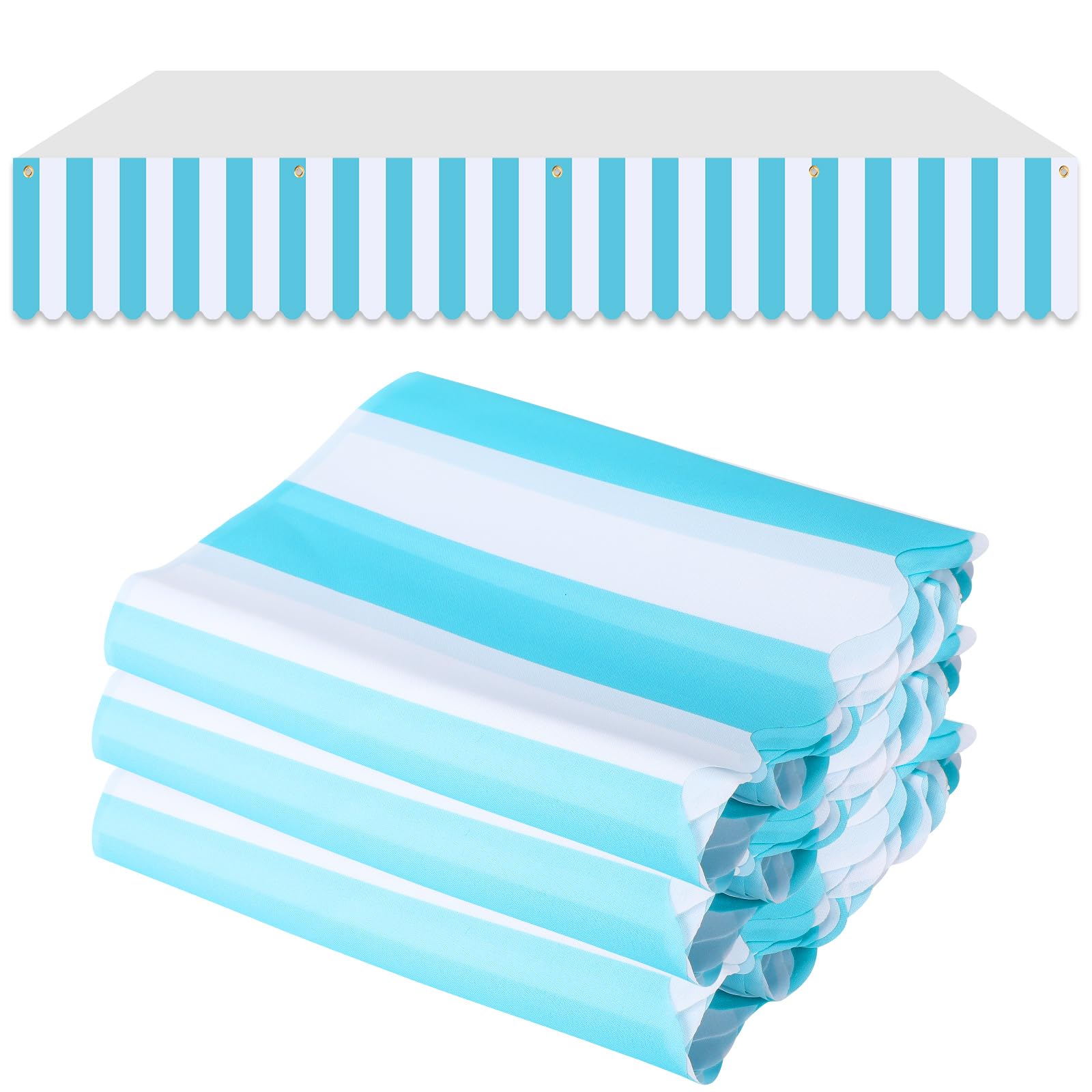 Photo 1 of 3 Pieces Awning Wall Decorations Blue and White Balloons Ice Cream Awning French Cafe Themed Party Decorations Teal Birthday Decorations for Party Backdrop Decor (Blue and White)
