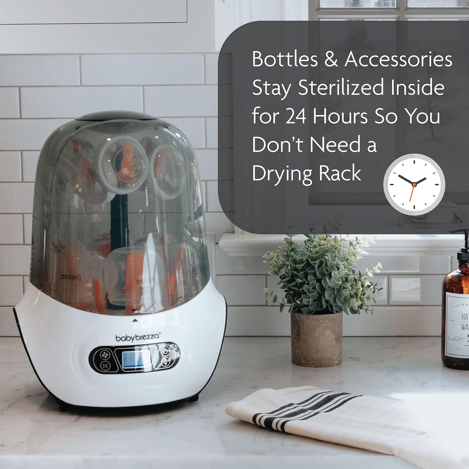 Baby Brezza Baby Bottle Sterilizer and Dryer Machine – Electric Steam Sterilization - Universal Fit - Pacifiers, Glass, Plastic, and Newborn Feeding Bottles : Baby
