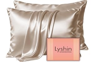 Silk Pillow Cases 2 Pack Standard Size with Zipper, Champagne