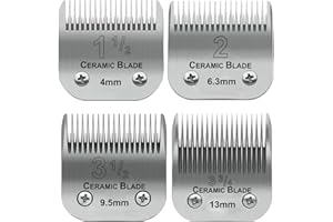 4 Pack Professional Detachable Replacement Blades set,Size（1-1/2+#2+3-1/2+3-3/4）Cut Length 4mm to 13mm,compatible with Oster 