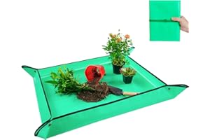 PLAYWO Large Potting Mat for Indoor Plants Transplanting Portable Gardening Tray Repotting Mat Succulent Planting Mat Plant Gifts for Plant Lovers (Green 39"X31")