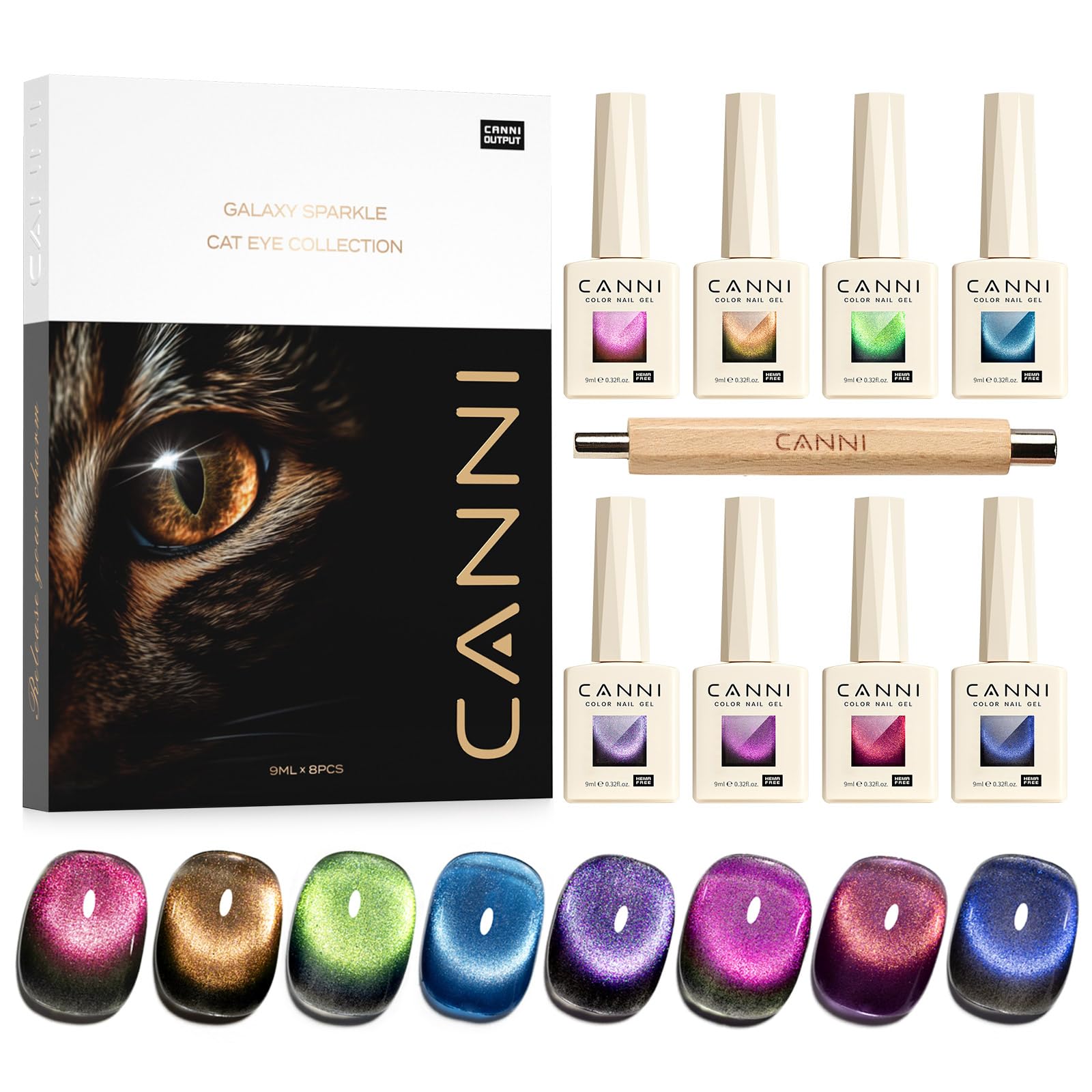 Photo 1 of * factory sealed *
CANNI 8 Pcs 9 ML Cat Eye Gel Nail Polish Set, Red Purple Pink Blue Green Glitter Rainbow Holographic Cat Eye Gel Polish Kit with Magnet Colors Nail Art Manicure Salon DIY Gifts