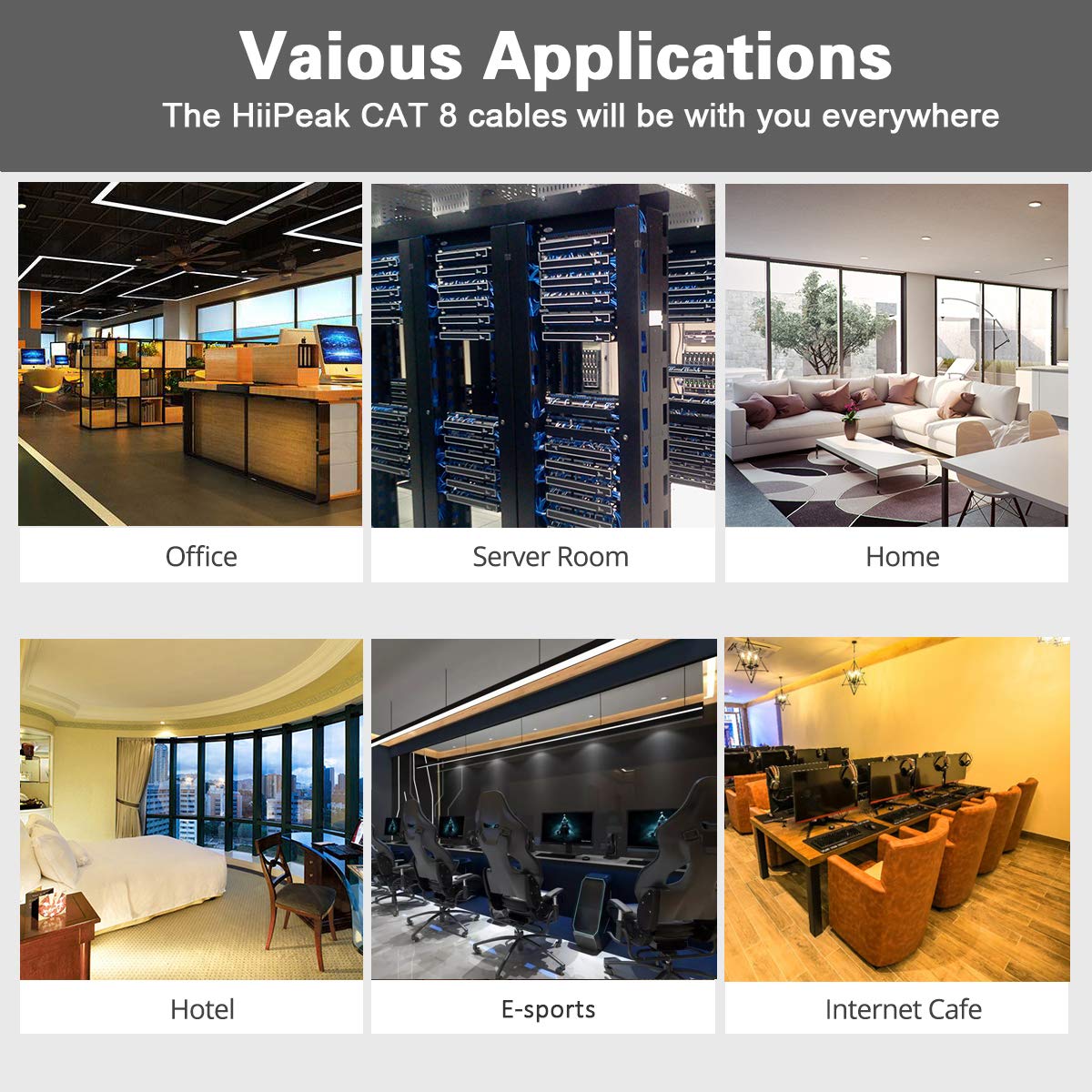 HiiPeak Cat 8 Netzwerkkabel 40 Gbits - 5meter - Weiße Flache Ausgabe - LAN Kabel Patchkabel RJ45 - CAT8 Gigabit Ethernet Kabel - 2000 MHz - Fur PS5/4, Xbox, TV, Switch, PC 8