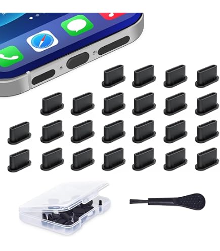 Bouchons Anti-Poussière USB C Lot De 4 Avec Brosse - Protection Étanché Pour Téléphone