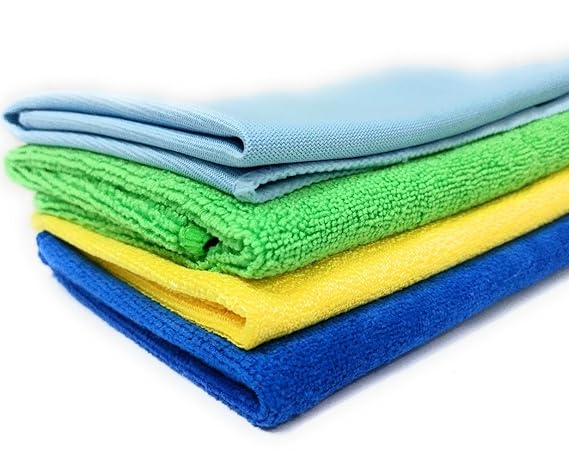 SOBBY Microfibre Cleaning Cloths Set of 4 - Microfiber duster - polishing cloth - Glass cloth - Drying cloth