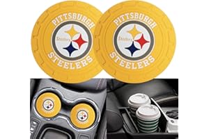 JINGYIKY 2Pcs Car Cup of Team Coasters,2.75 inches Interior Accessories Silicone Anti Slip Mat Drink Coaster for Car Truck SUV. (GR)