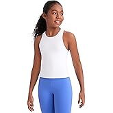 CRZ YOGA Girls Butterluxe Double Lined Racerback Tank Tops Waist Length - High Neck Dance Yoga Athletic Casual Kids Teen