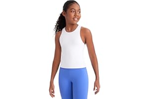 CRZ YOGA Girls Butterluxe Double Lined Tank Tops Waist Length High Neck Racerback Sleeveless Teen Kids Active Casual Dance