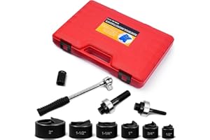 DIKTALK Knockout Punch Kit, 6 Size (7/8" to 2-7/16") Forged Alloy Steel, Conduit Hole Punch Set with 3/4" to 2" NPT Adapters, High Hardness for Electrical Metallic Conduits