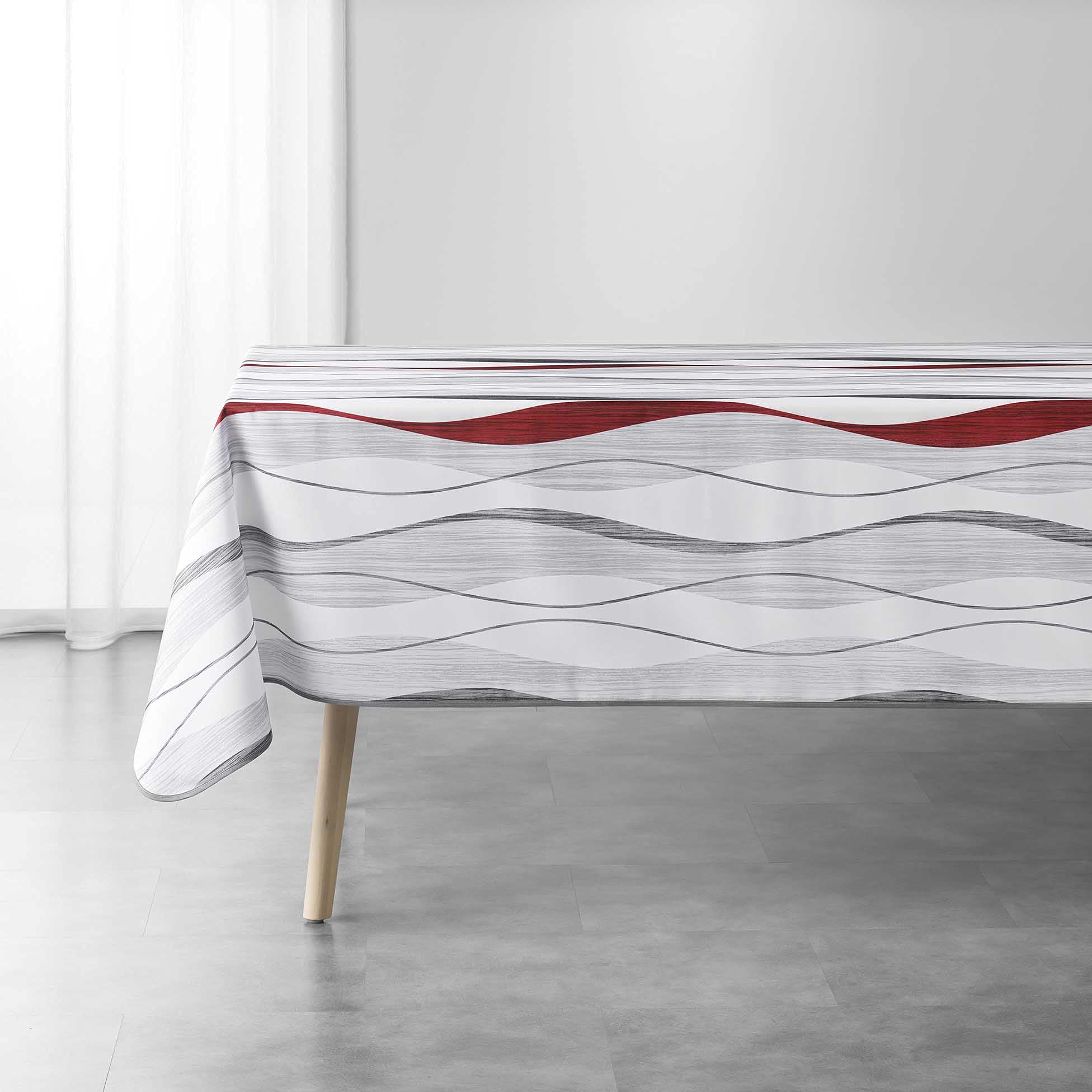 Douceur d'Intérieur ONDULYS Rectangular Tablecloth 150 x 240 cm White/Red