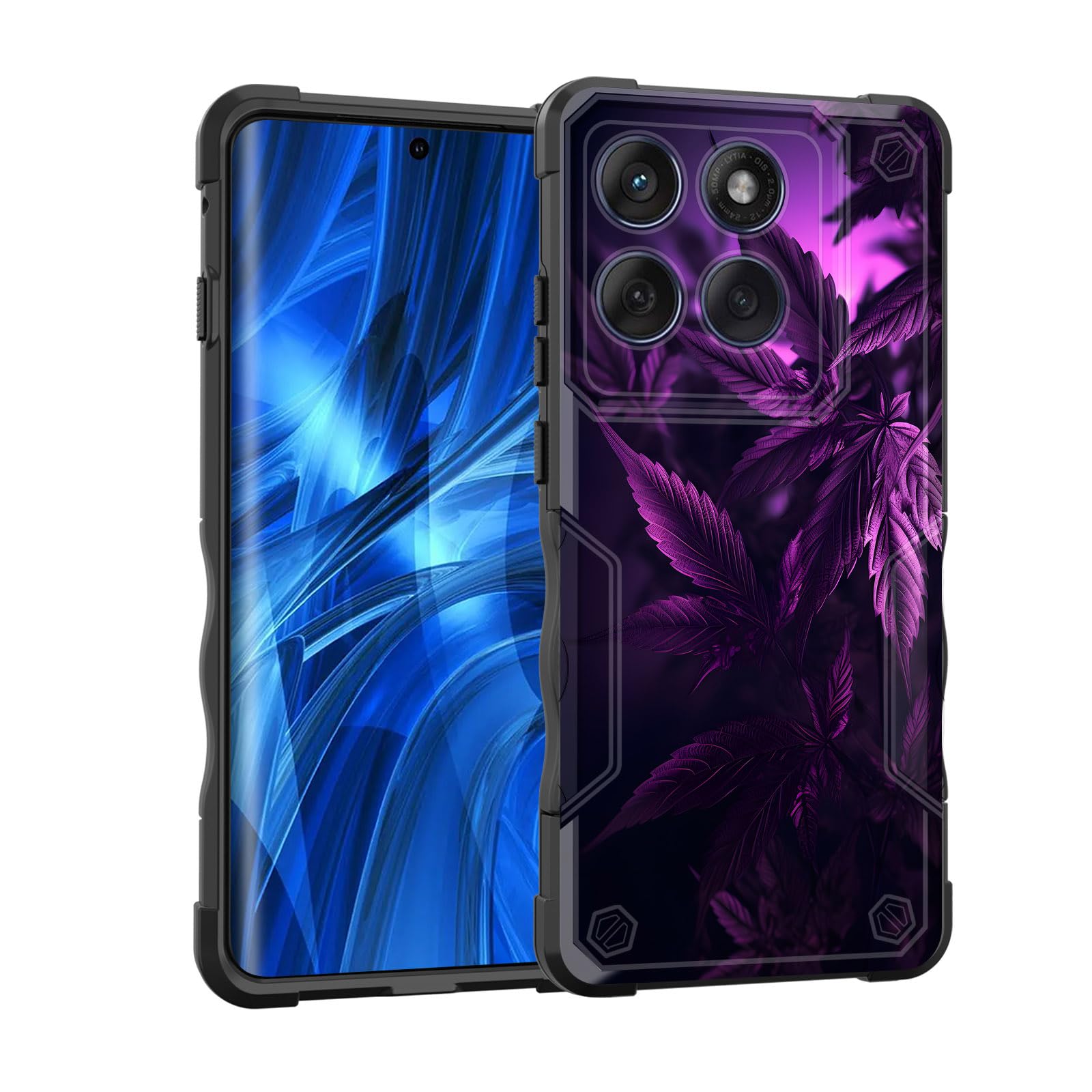 EFGWSDER for Moto Edge 2025 Case,[Dual Layer][10 FT Military Grade Drop Protection] Heavy Duty Shockproof Case for Motorola Moto Edge 2025 6.7",Weed Leaf