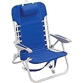 Rio Brands 4-Position Backpack Lace-Up Suspension Folding Beach Chair, Light Blue