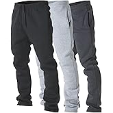 Ultra Performance 3 Pack Mens Fleece Wide Leg Sweatpants with Pockets, Open Bottom Workout Sweatpants for Men