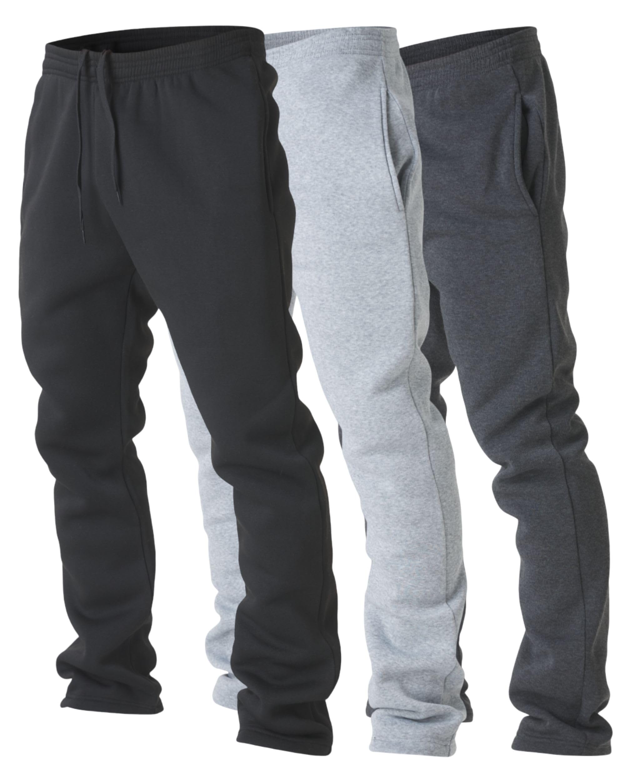 Photo 1 of **PARTIAL SET BLACK&LIGHT GREY ONLY** Ultra Performance 3 Pack Mens Fleece Wide Leg Sweatpants with Pockets, Open Bottom Workout Sweatpants for Men