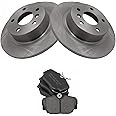 TRQ Rear Brake Pad & Rotor Kit Brake Pads Brake Rotor Ceramic Compatible with 1999-2004 Land Rover Discovery 1995-2002 Range Rover