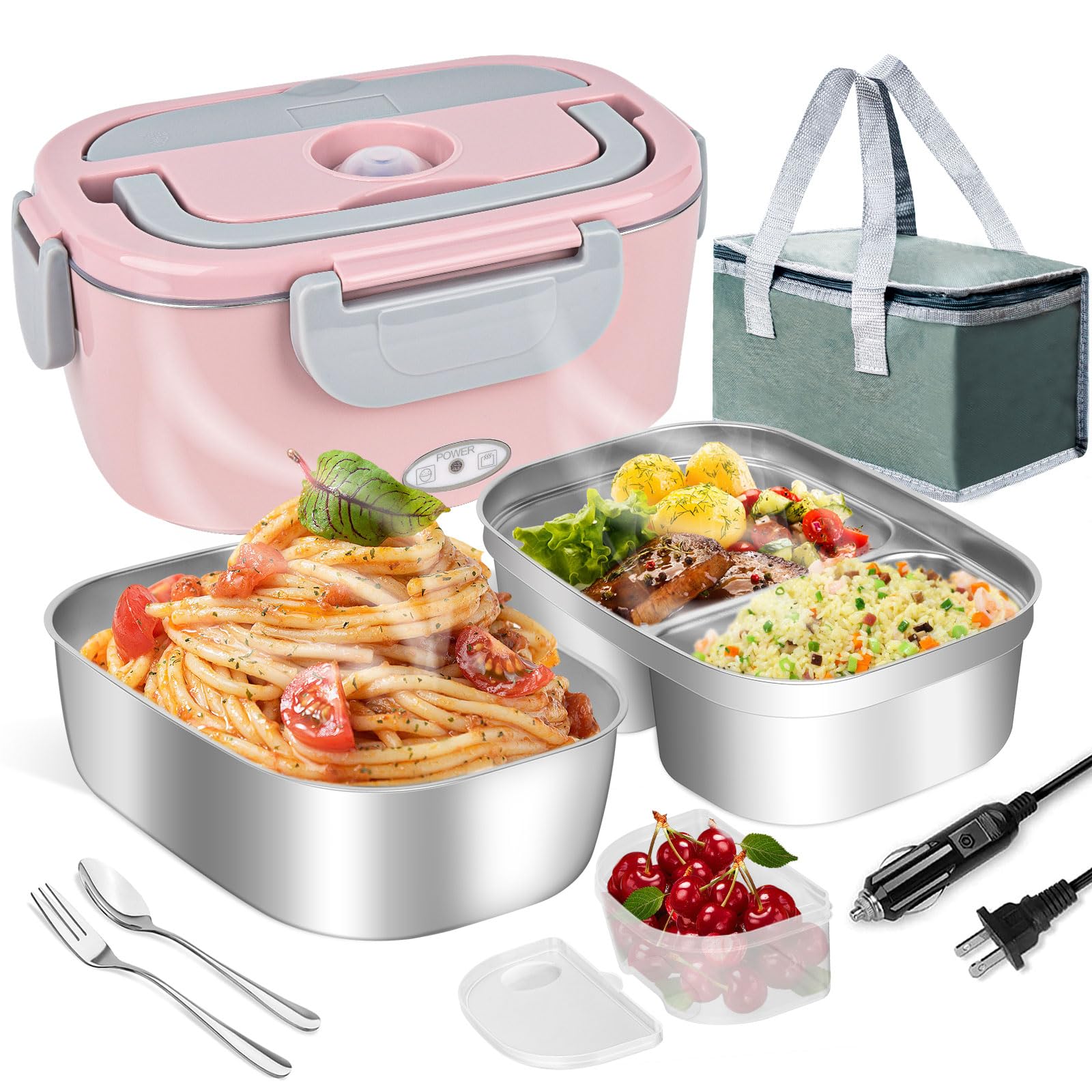 Photo 1 of LAVAED Electric Heated Lunch Box - 80W Fast Heating, Portable Warmer for Car/Truck/Office/Outdoor, BPA Free