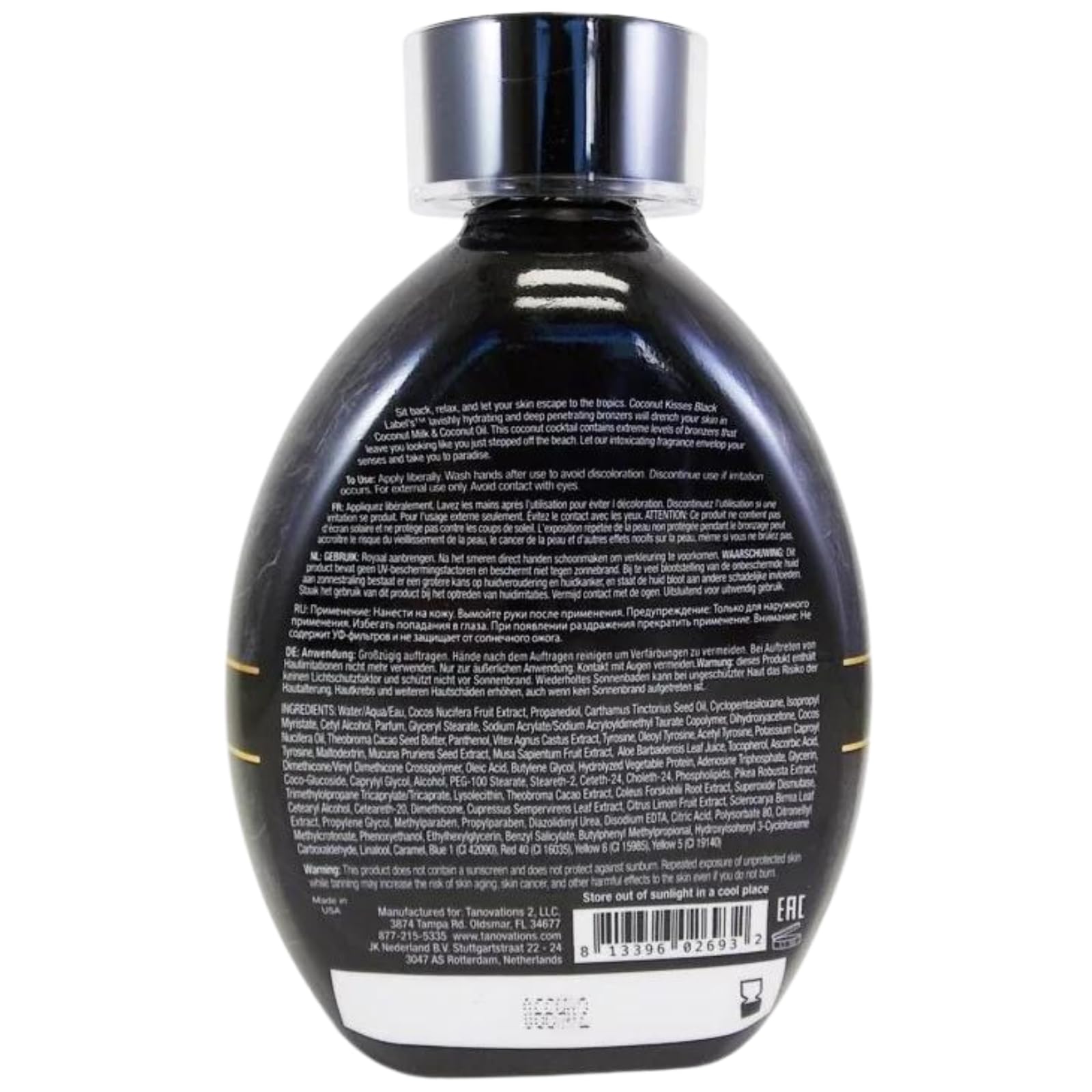 Ed Hardy Lotion Coconut Kisses Black Label Black DHA Skin Hydrating Bronze 13.5z, Antioxidant, Medium