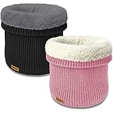 Vogium Unisex Fleece-Lined Ribbed Thermal Knit Neck Warmer Gaiter | Winter Scarf Face Covering for Skiing,Hiking,Outdoor Work