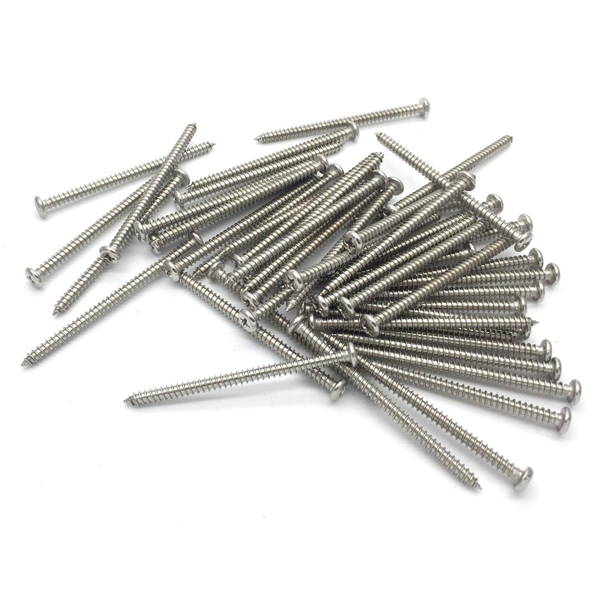 M4 x 60mm(2-3/8") Phillips Pan Head Sheet Metal Screws Wood Screws, Stainless Steel 18-8 (304), Self-Tapping, 50 PCS (M4 x 60mm)