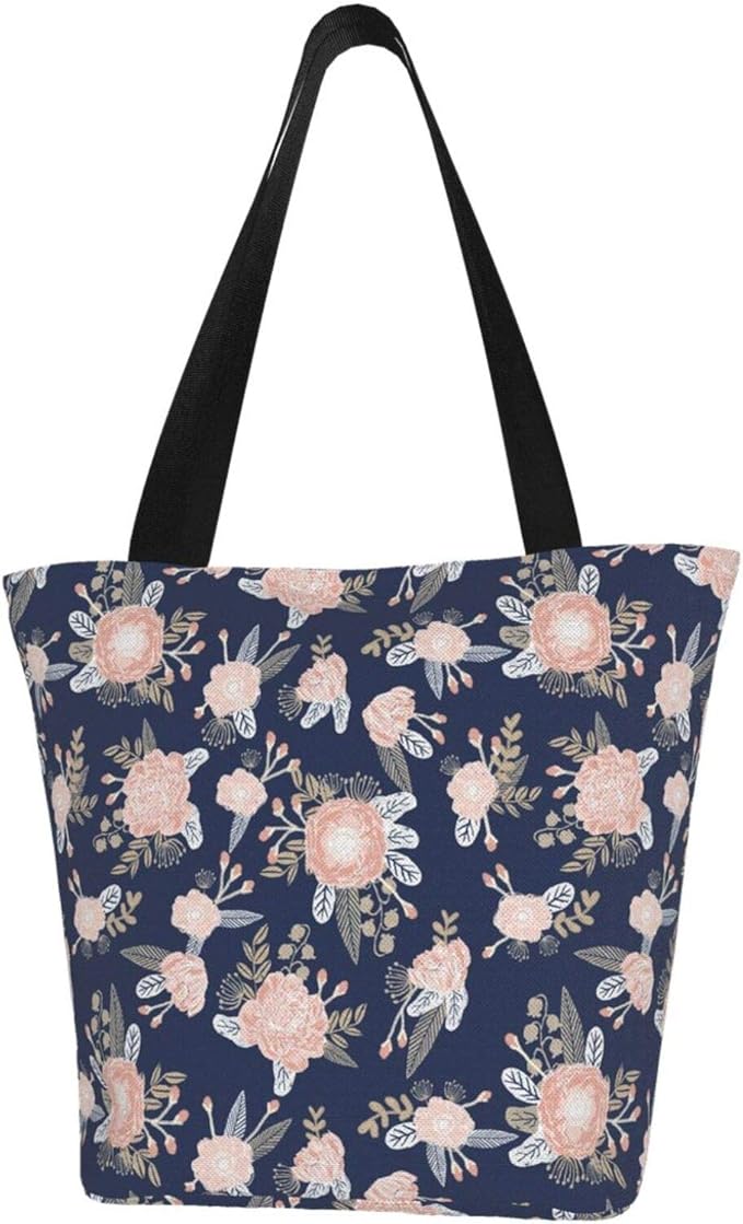 Florals - Bolsa de lona de color rosa con estampado floral para mujer