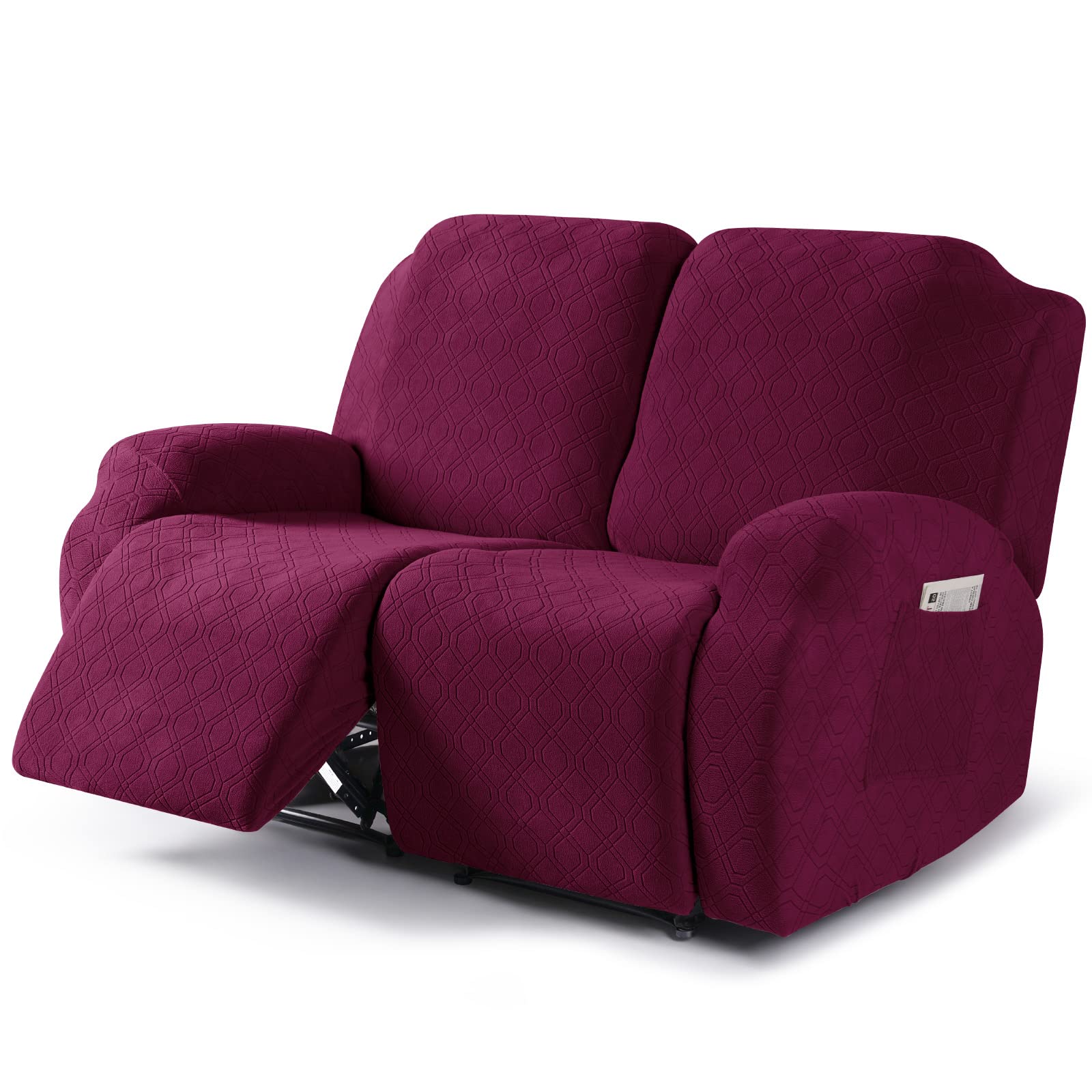 Photo 1 of VANSOFY Recliner Cover, 2-Pieces Stretch Reclining Couch Cover with Pockets Loveseat Sofa Slipcovers Soft Washable Furniture Protector for Dogs Cats(Burgundy)
